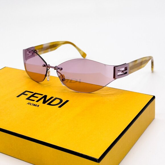 NEW FENDI FE40159U 74Z SUNGLASSES WOMEN OVAL PINK GOLD - Picture 1 of 9